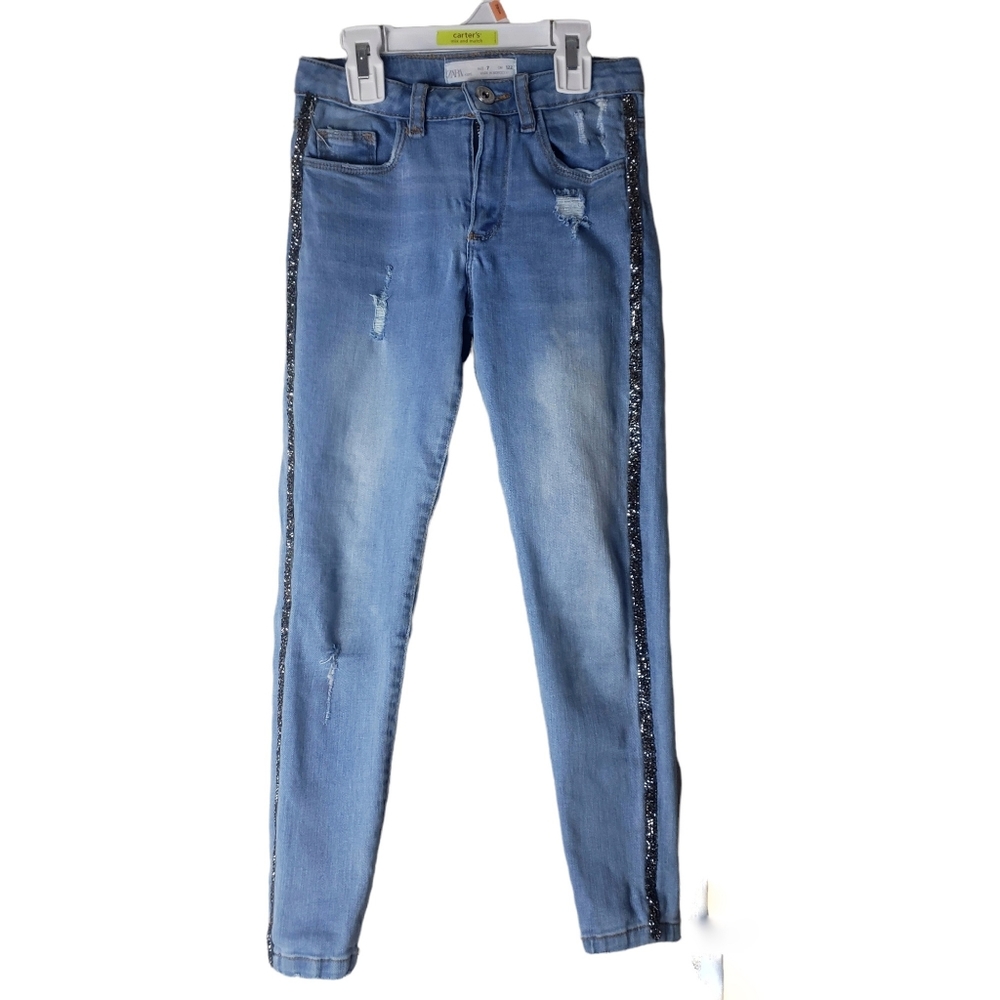 Zara girls skinny embellished jeans size 7